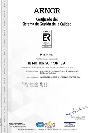 Certificado ISO9001 2015